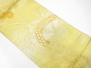 アンティーク　片輪車に菊模様織り出し袋帯(材料)